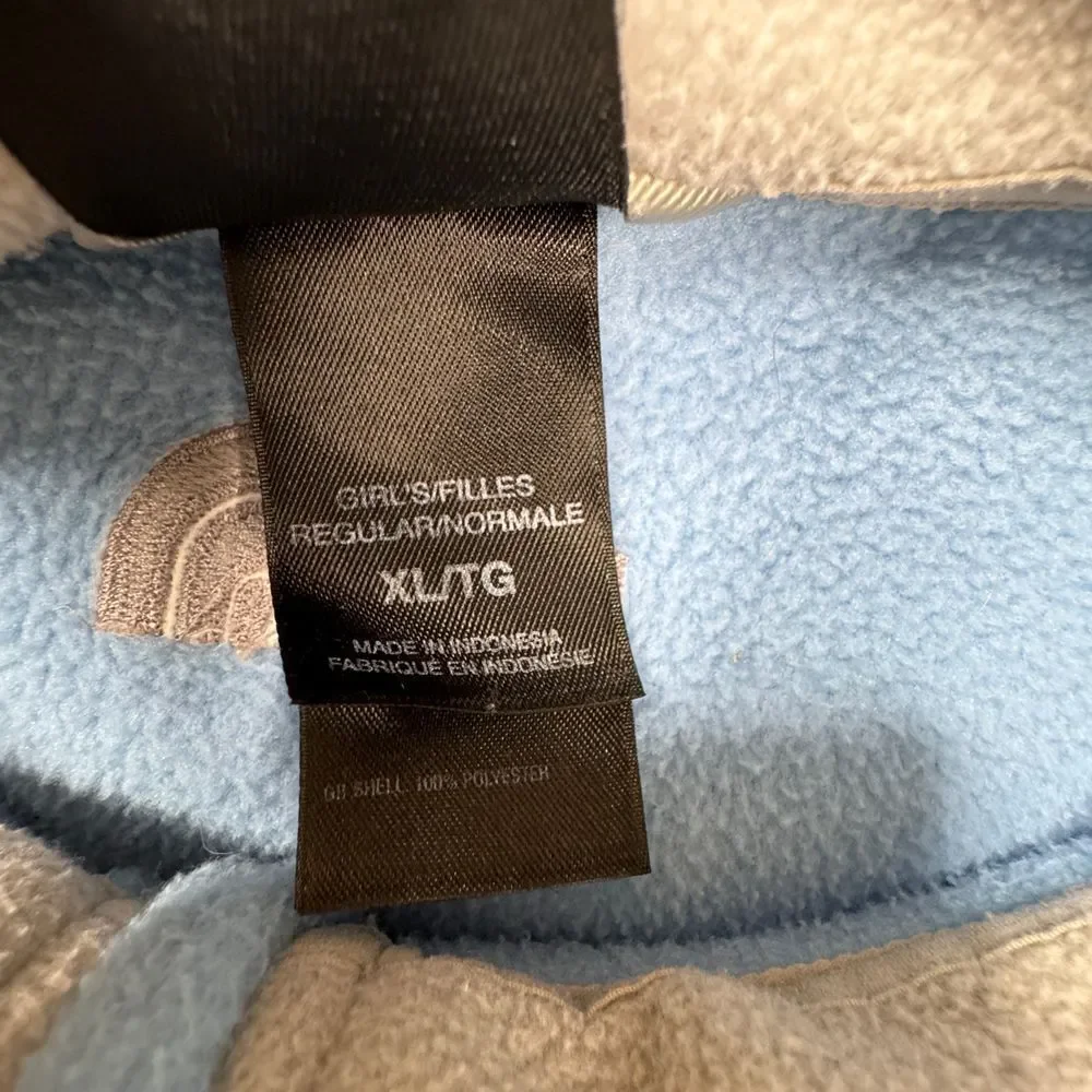 The North Face Full Zip‎ Fleece Girls Size XL Blue and Grey